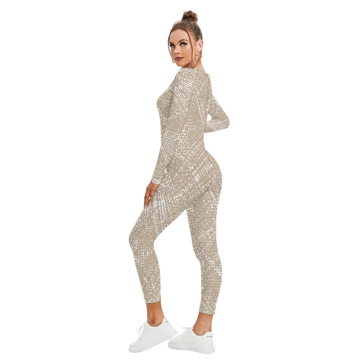 All-Over Print Women's Plunging Neck Jumpsuit