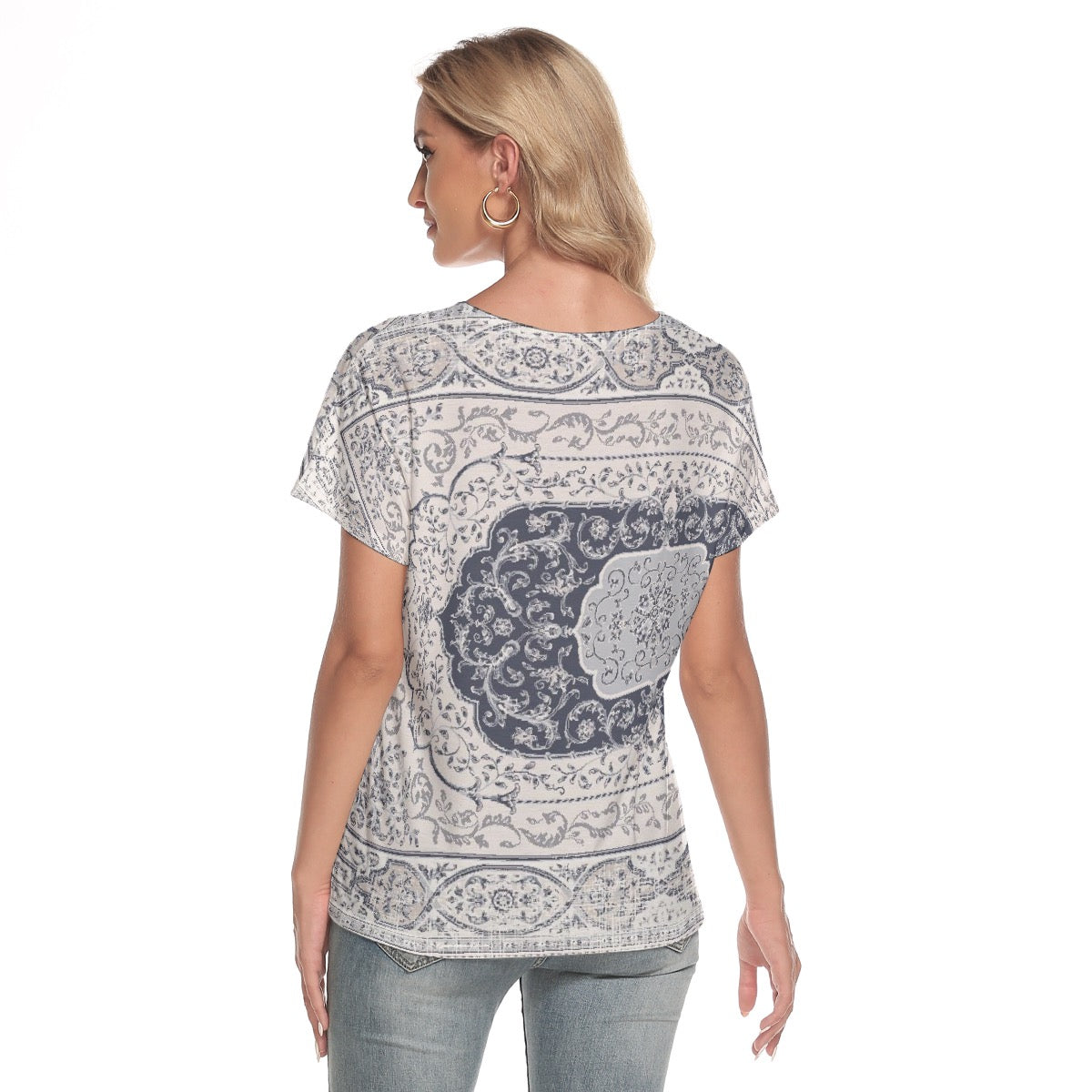 All-Over Print Women's Loose V-neck Short Sleeve T-shirt