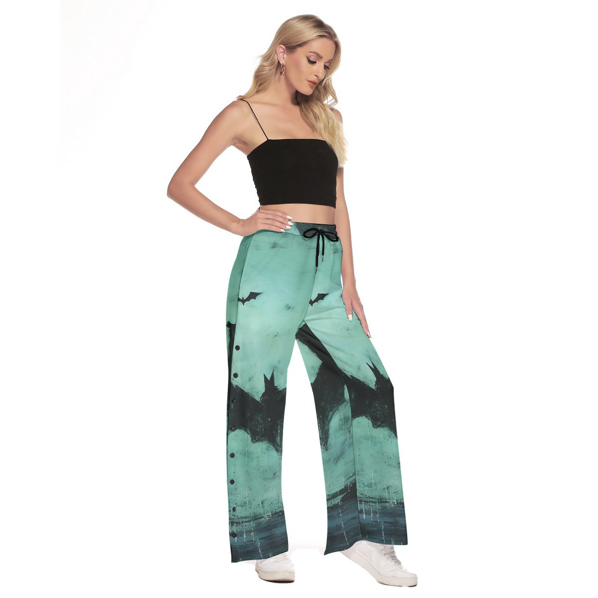 All-Over Print Women's Side Slit Snap Button Trousers