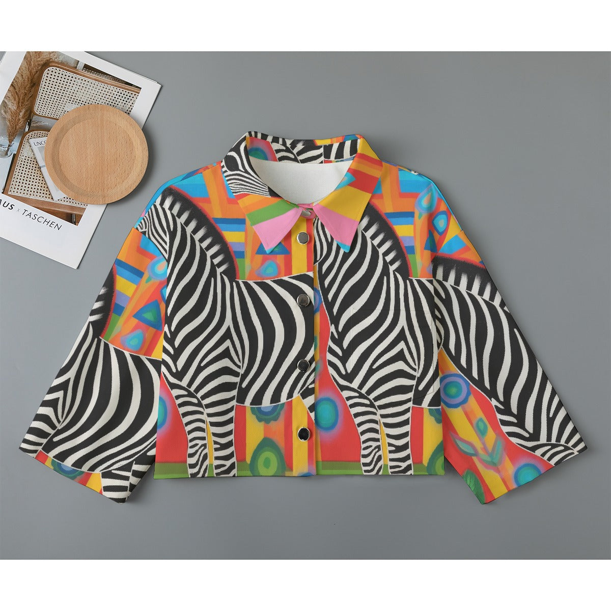 All-Over Print Women's Cropped Jacket | 245GSM Cotton