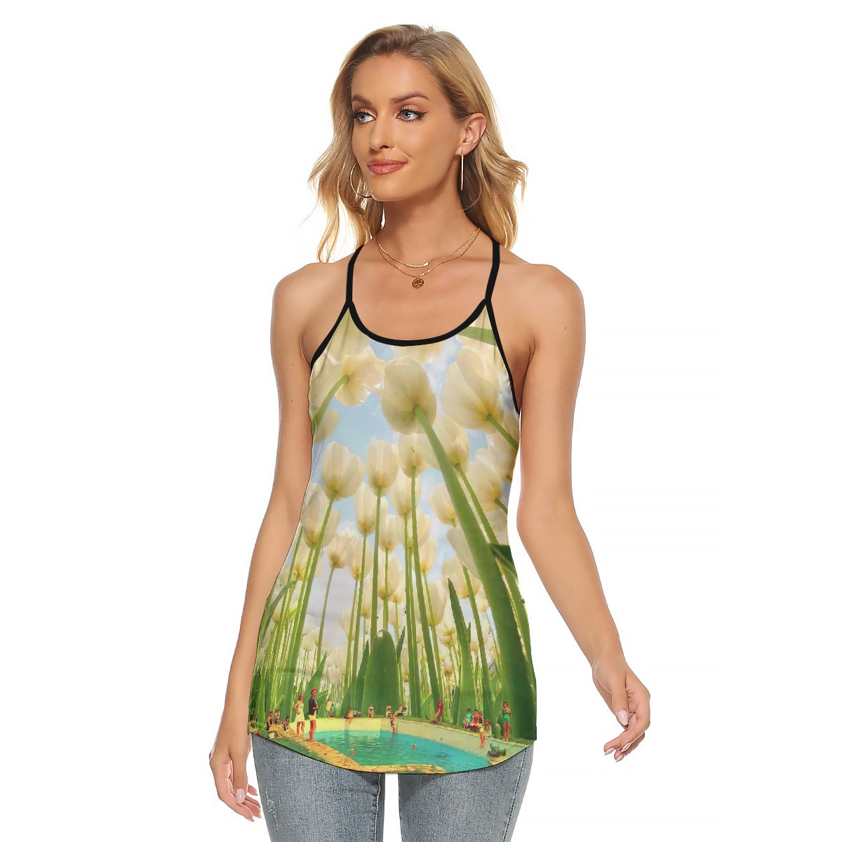 All-Over Print Women's Criss-Cross Open Back Tank Top