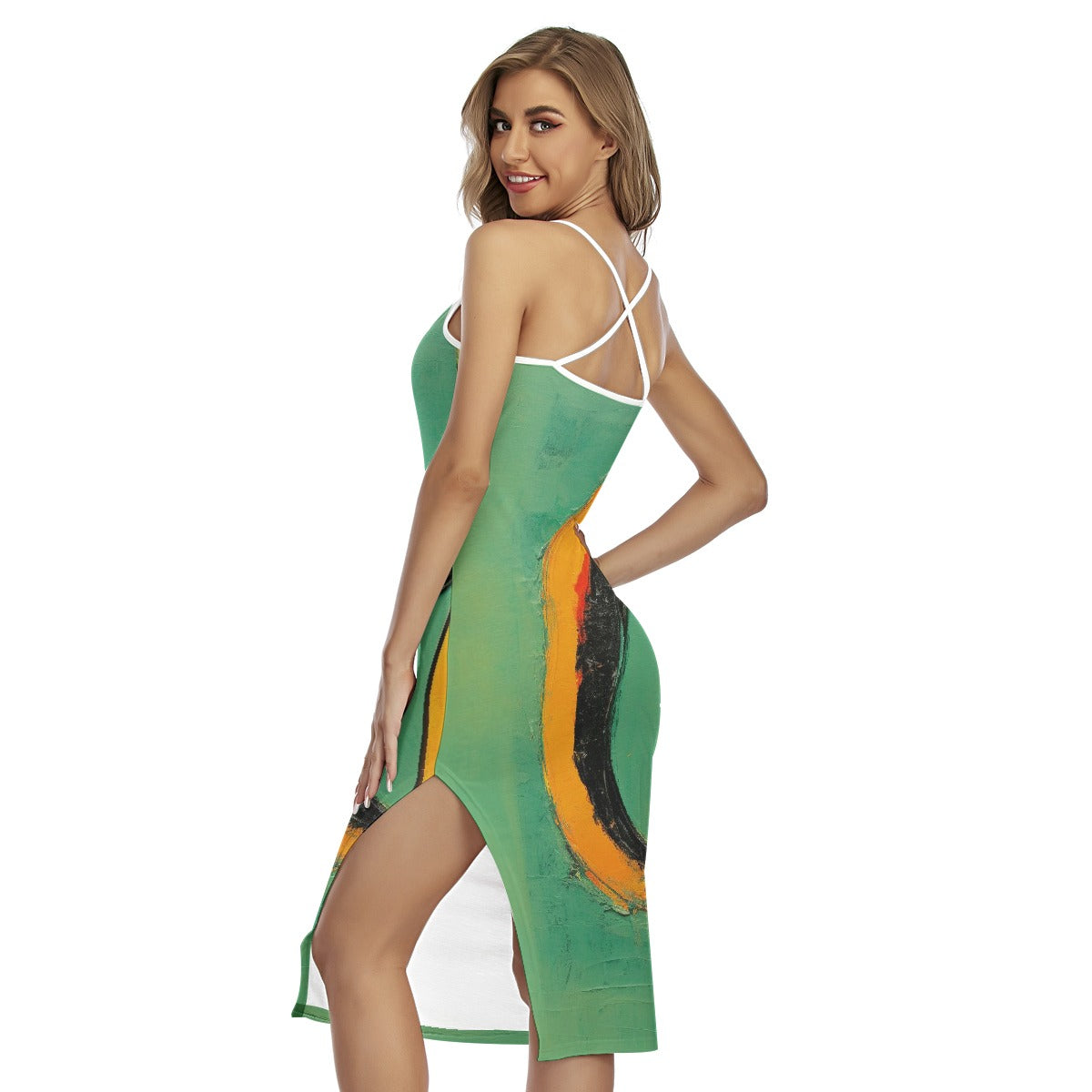 All-Over Print Women's Back Cross Cami Dress