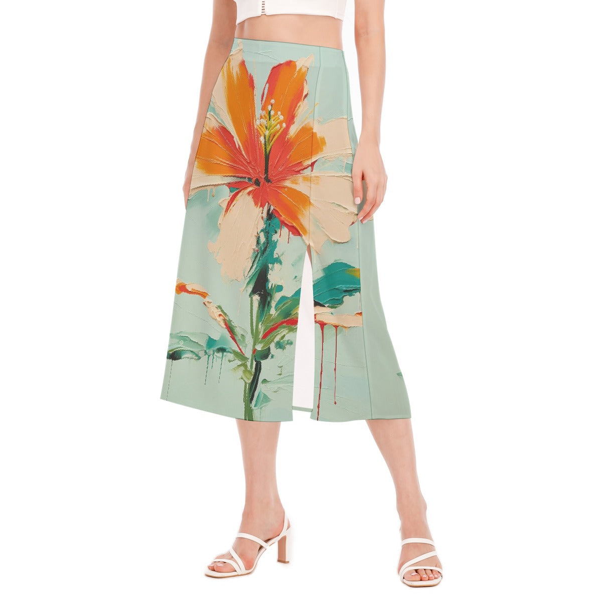 All-Over Print Women's High Slit Long Skirt