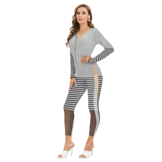 All-Over Print Women's Plunging Neck Jumpsuit