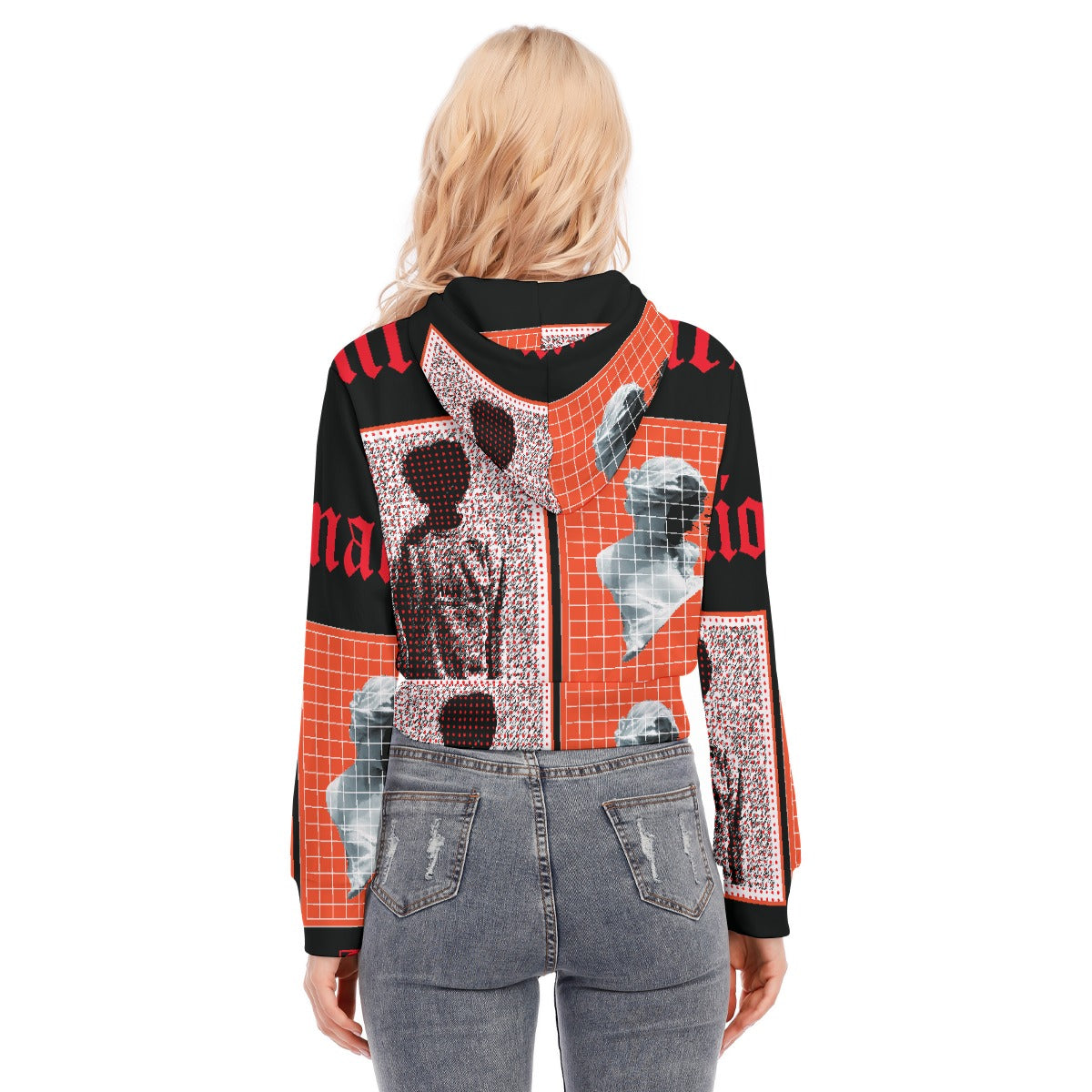 All-Over Print Women's Crop Top Hoodie With Zipper Closure