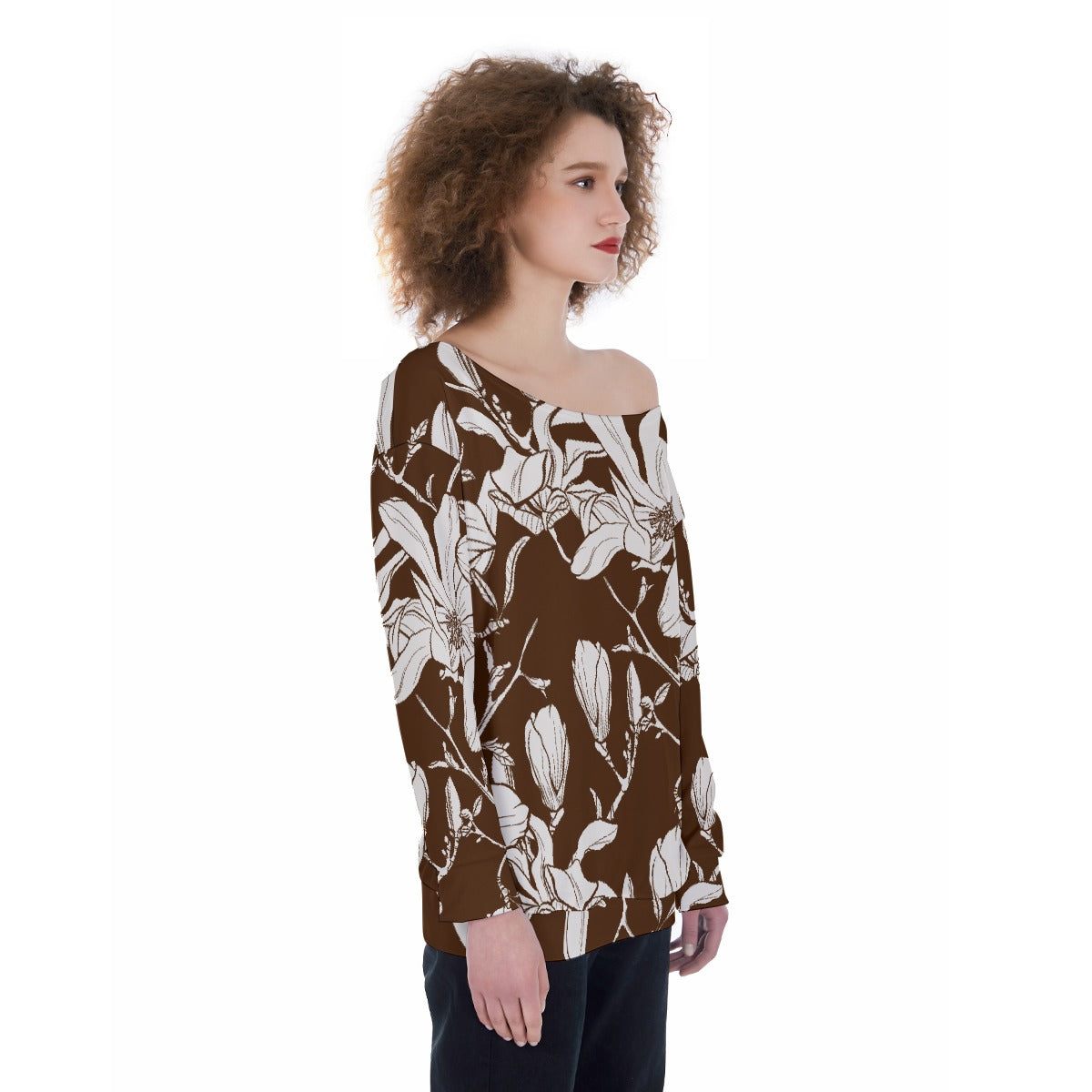 All-Over Print Oversized Women's Off-Shoulder Sweatshirt