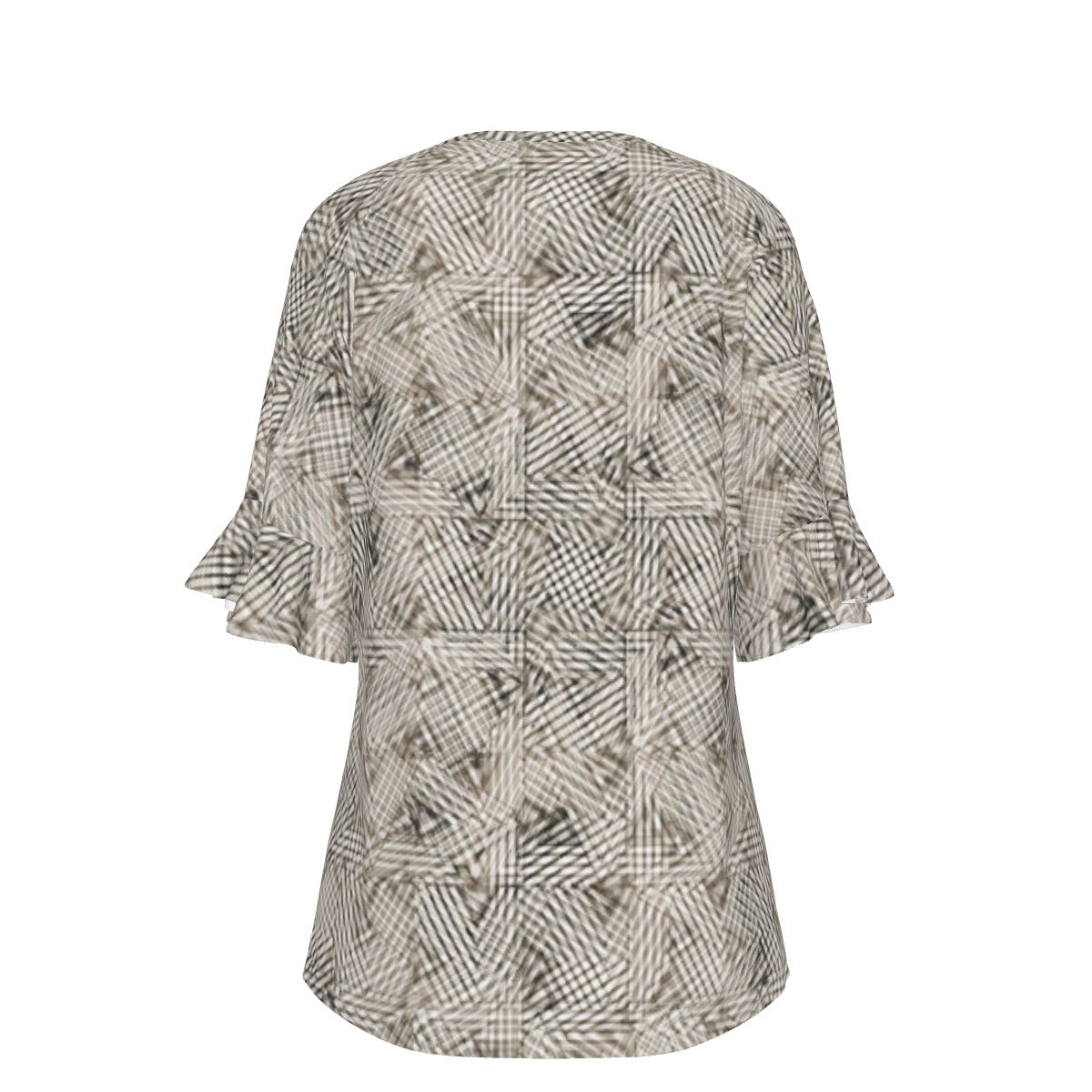 All-Over Print V-neck Women's T-shirt With Bell Sleeve