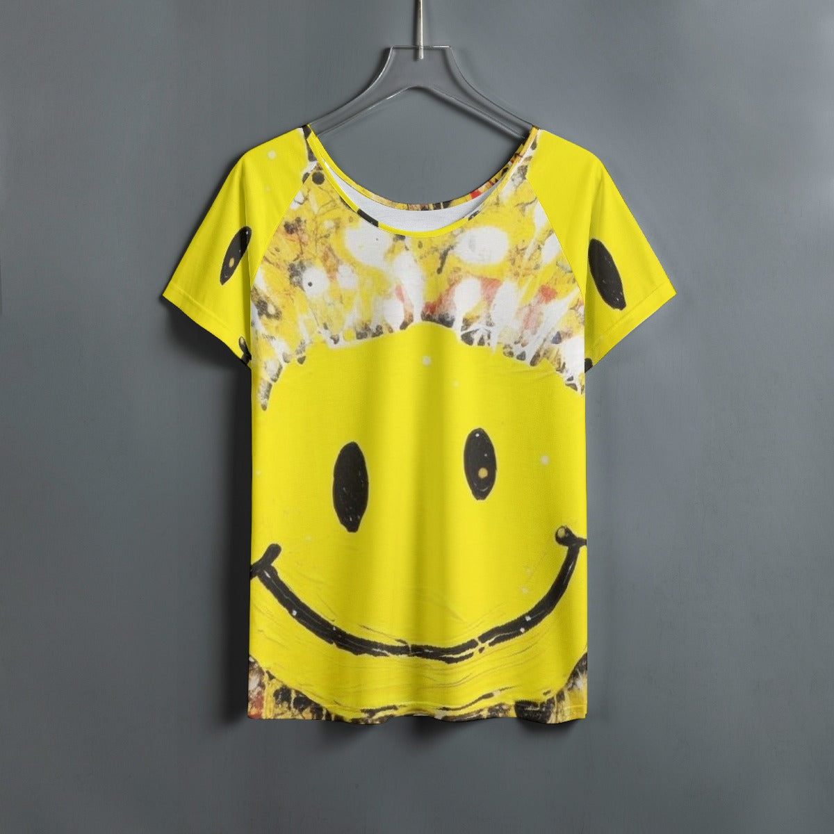 All-Over Print Women's Round Neck T-shirt With Raglan Sleeve