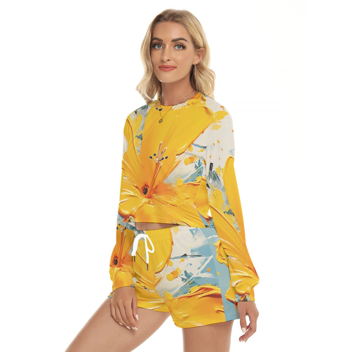 All-Over Print Women's Short Sweatshirt And Pants Suit