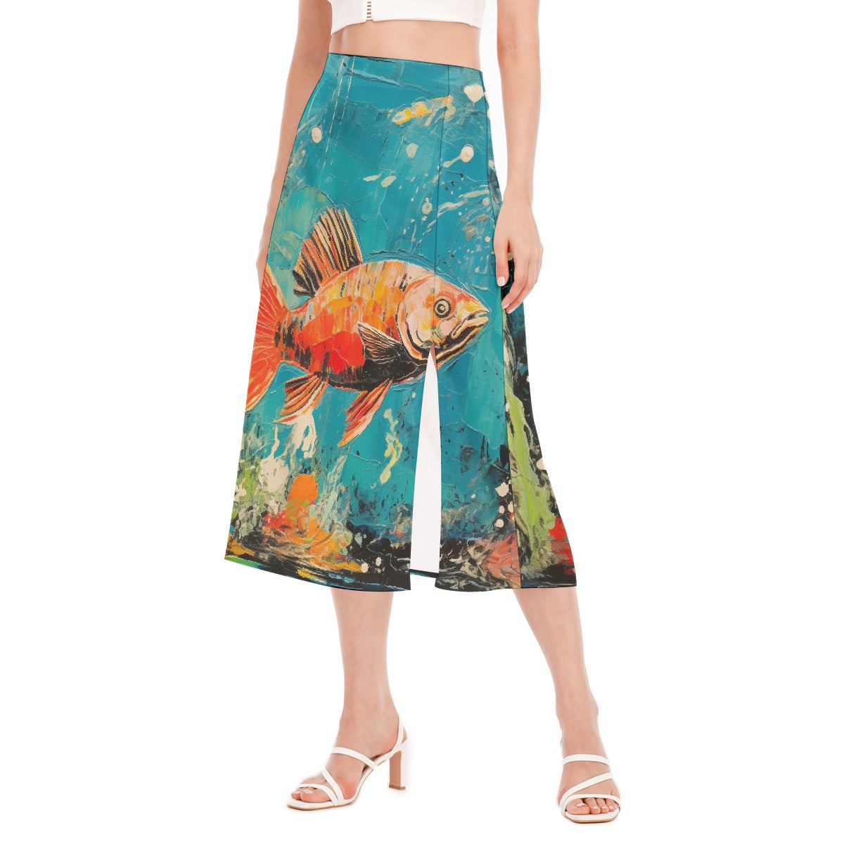 All-Over Print Women's High Slit Long Skirt