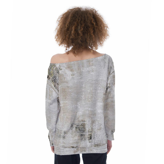 All-Over Print Oversized Women's Off-Shoulder Sweatshirt