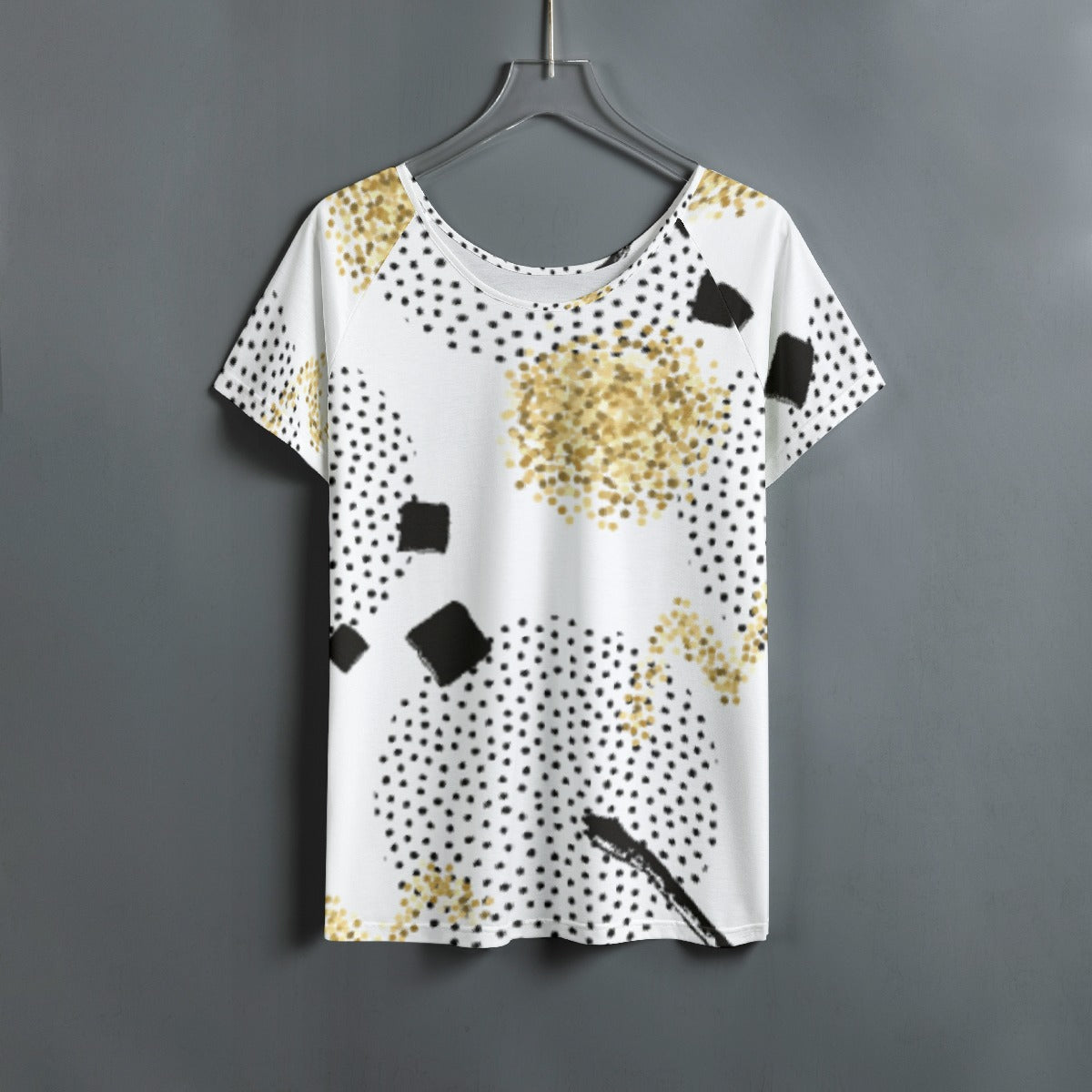 All-Over Print Women's Round Neck T-shirt With Raglan Sleeve
