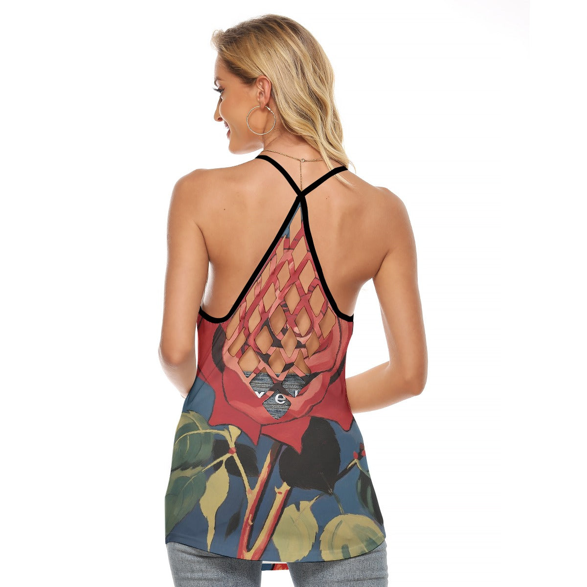 All-Over Print Women's Criss-Cross Open Back Tank Top
