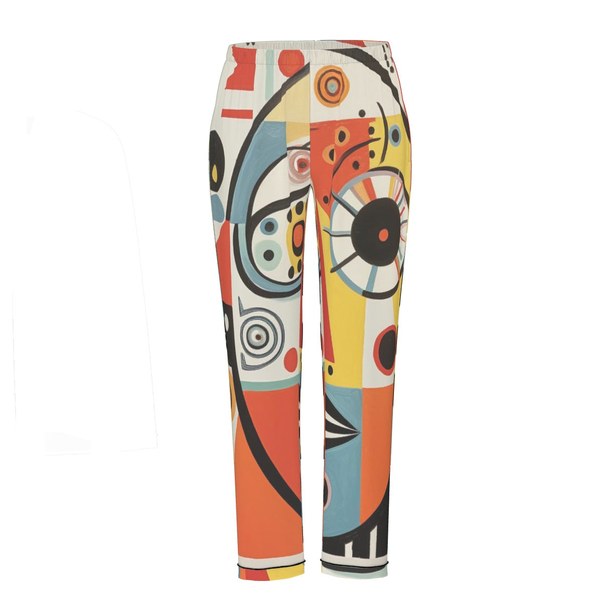 All-Over Print Women's Long Sleeve Pajama Set With Black Contrast Piping