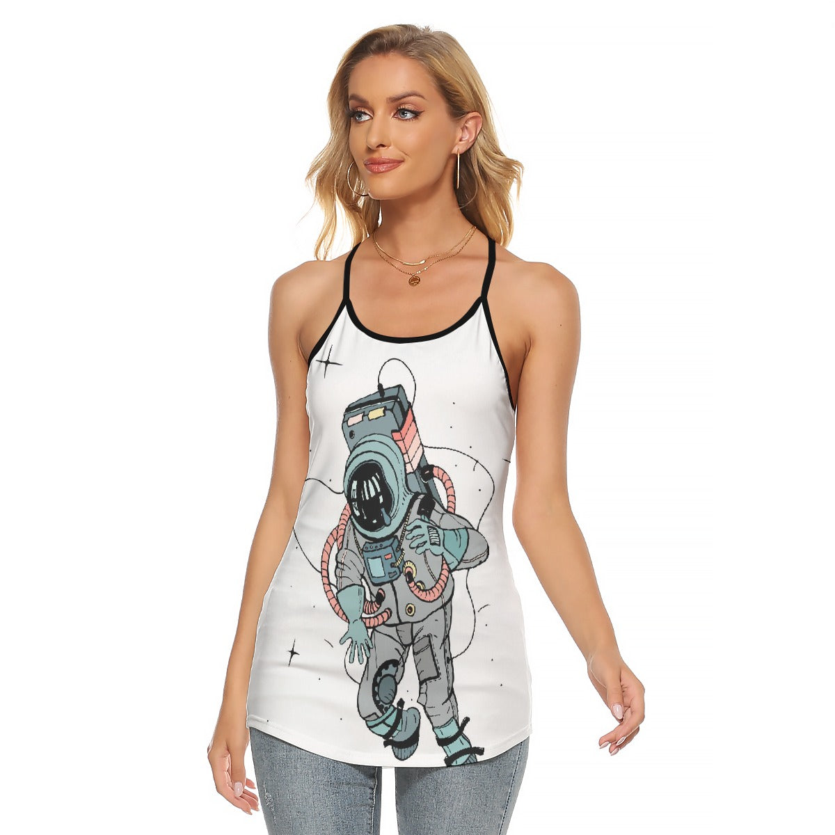 All-Over Print Women's Criss-Cross Open Back Tank Top