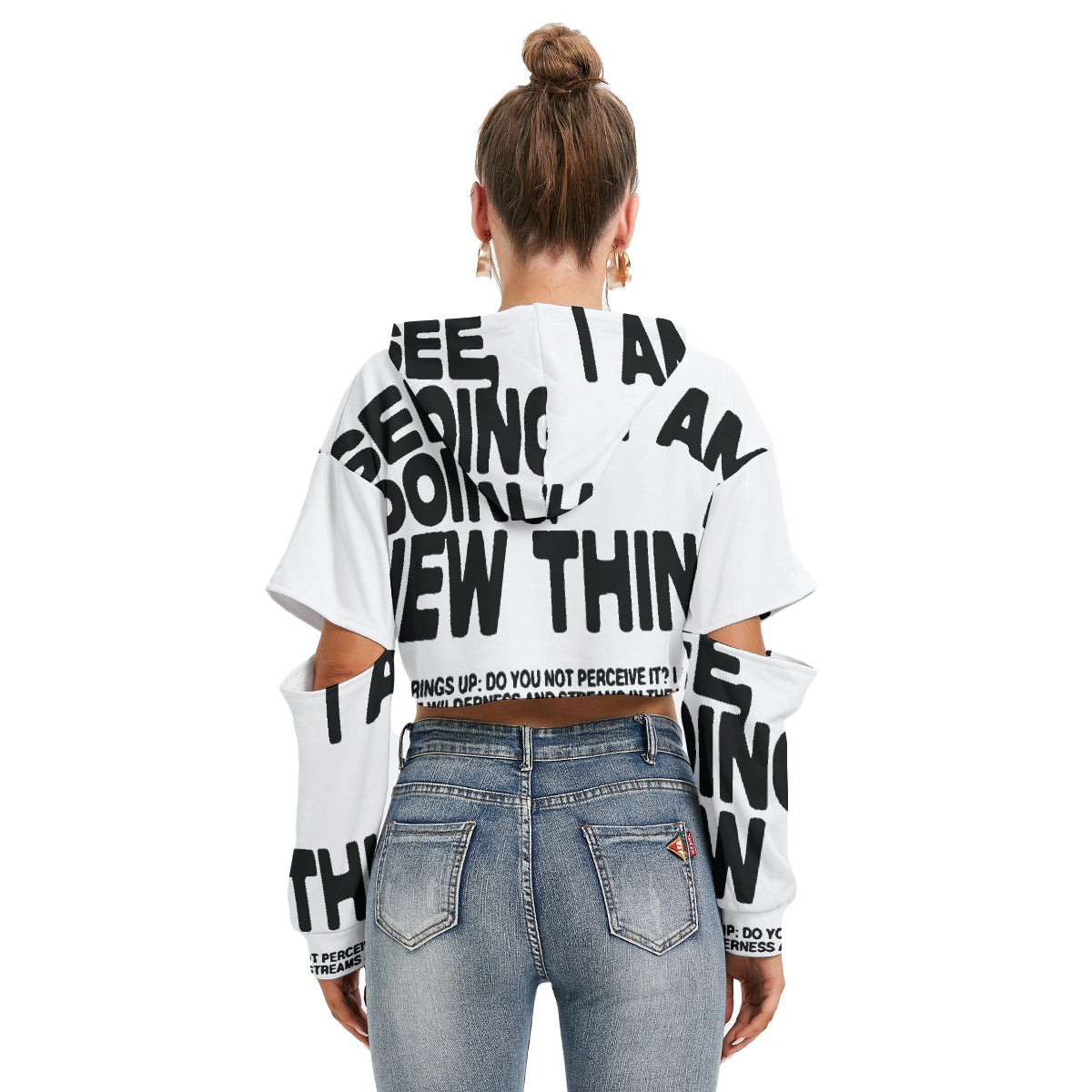 All-Over Print Women's Heavy Fleece Hoodie With Hollow Out Sleeve