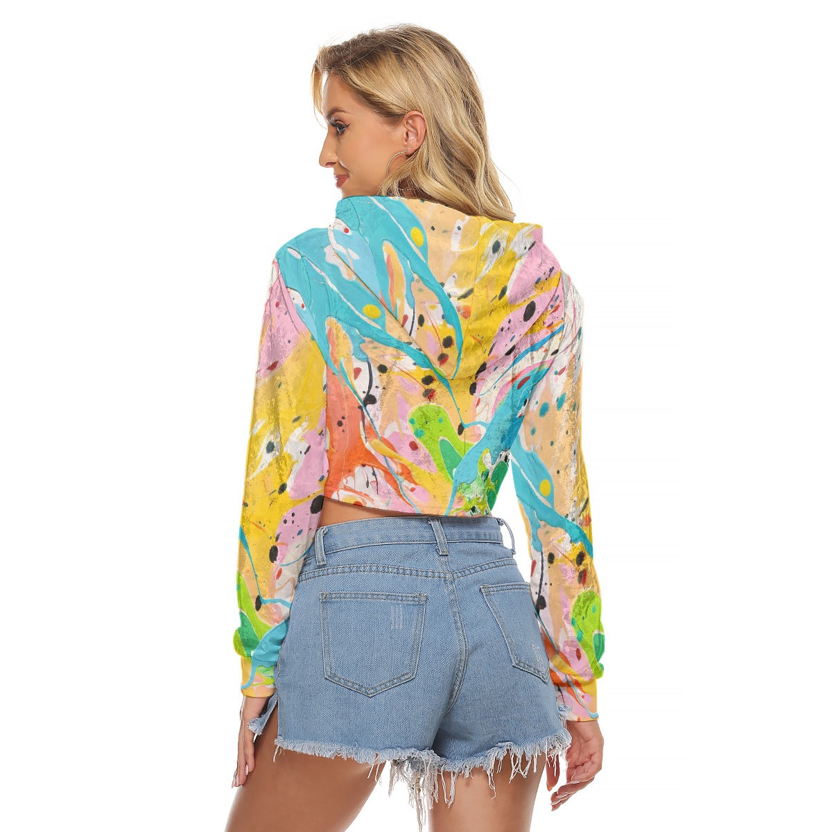 All-Over Print Women's Crop Top Hoodie|Velvet