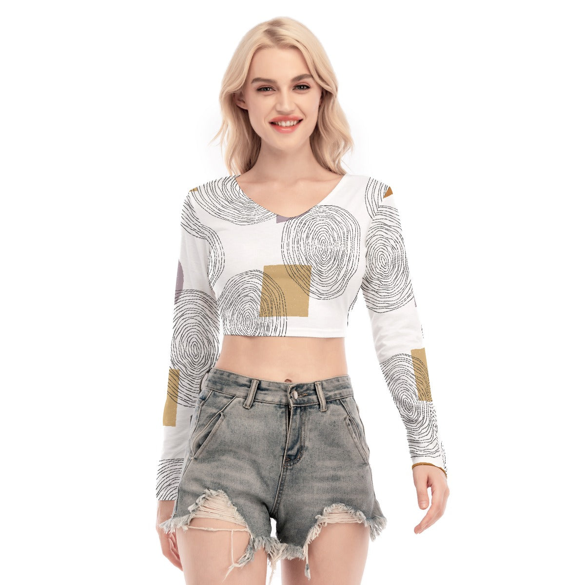 All-Over Print Women's Back Hollow T-shirt With Strap