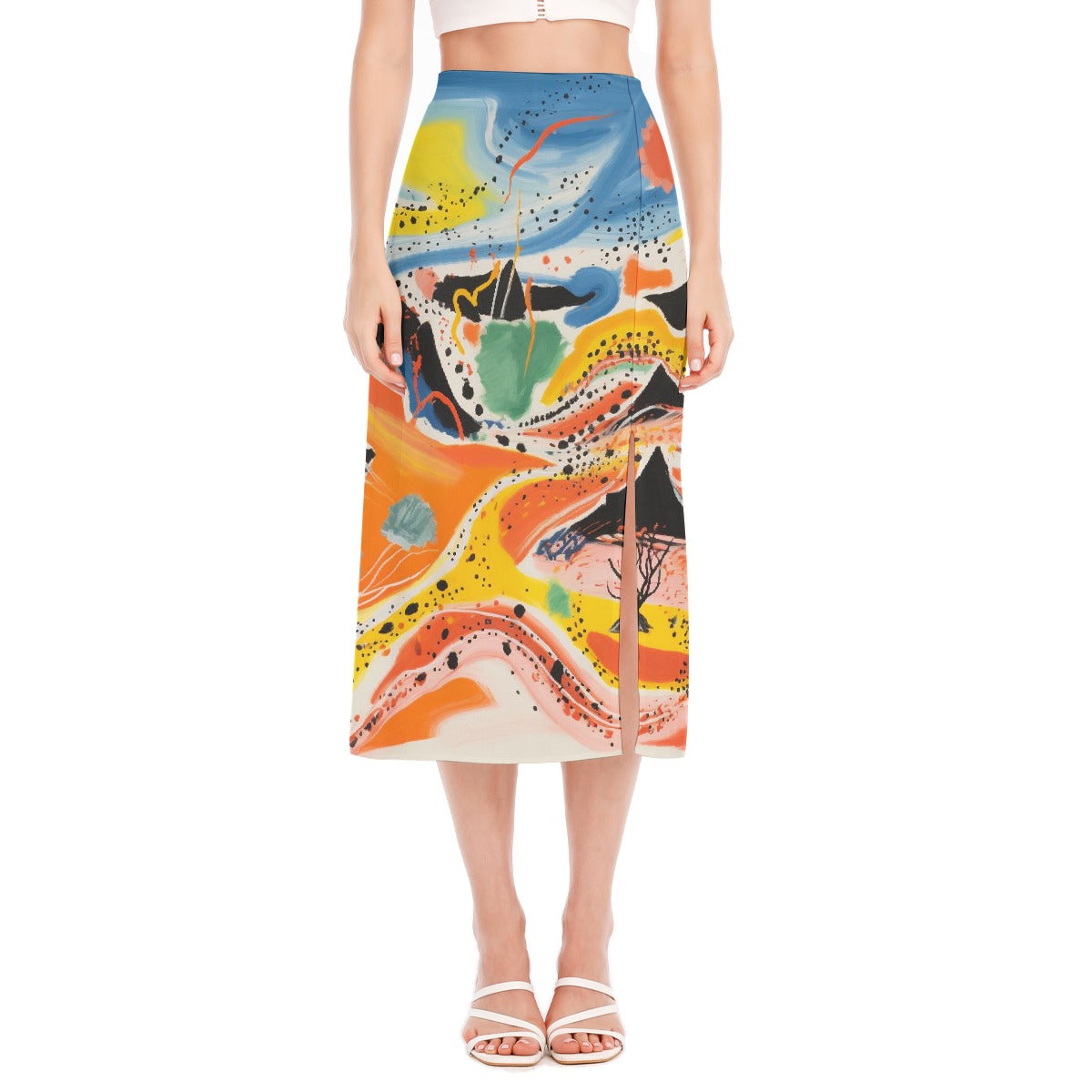 All-Over Print Women's High Slit Long Skirt