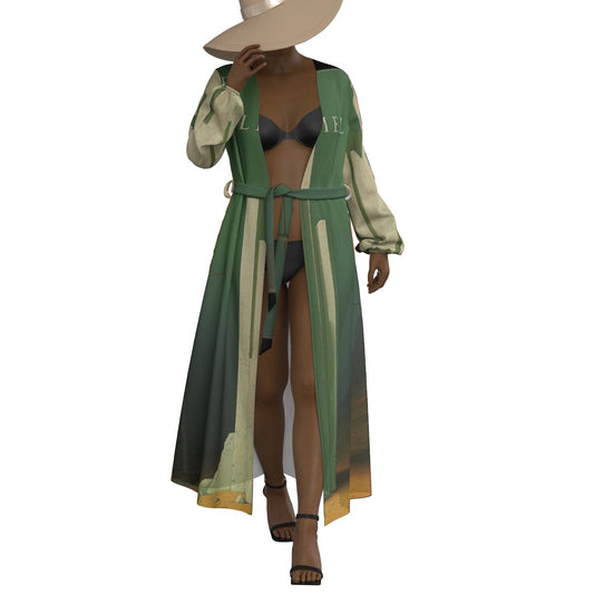 All-Over Print Women's Lace-up Chiffon Robe