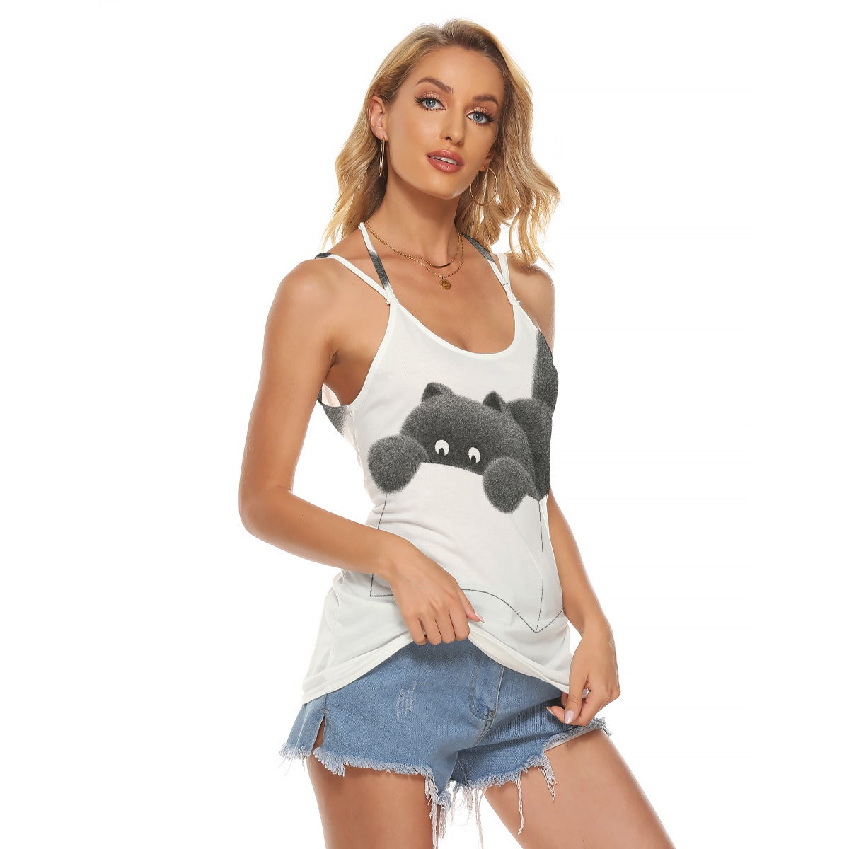All-Over Print Women's Halter Top With Backless