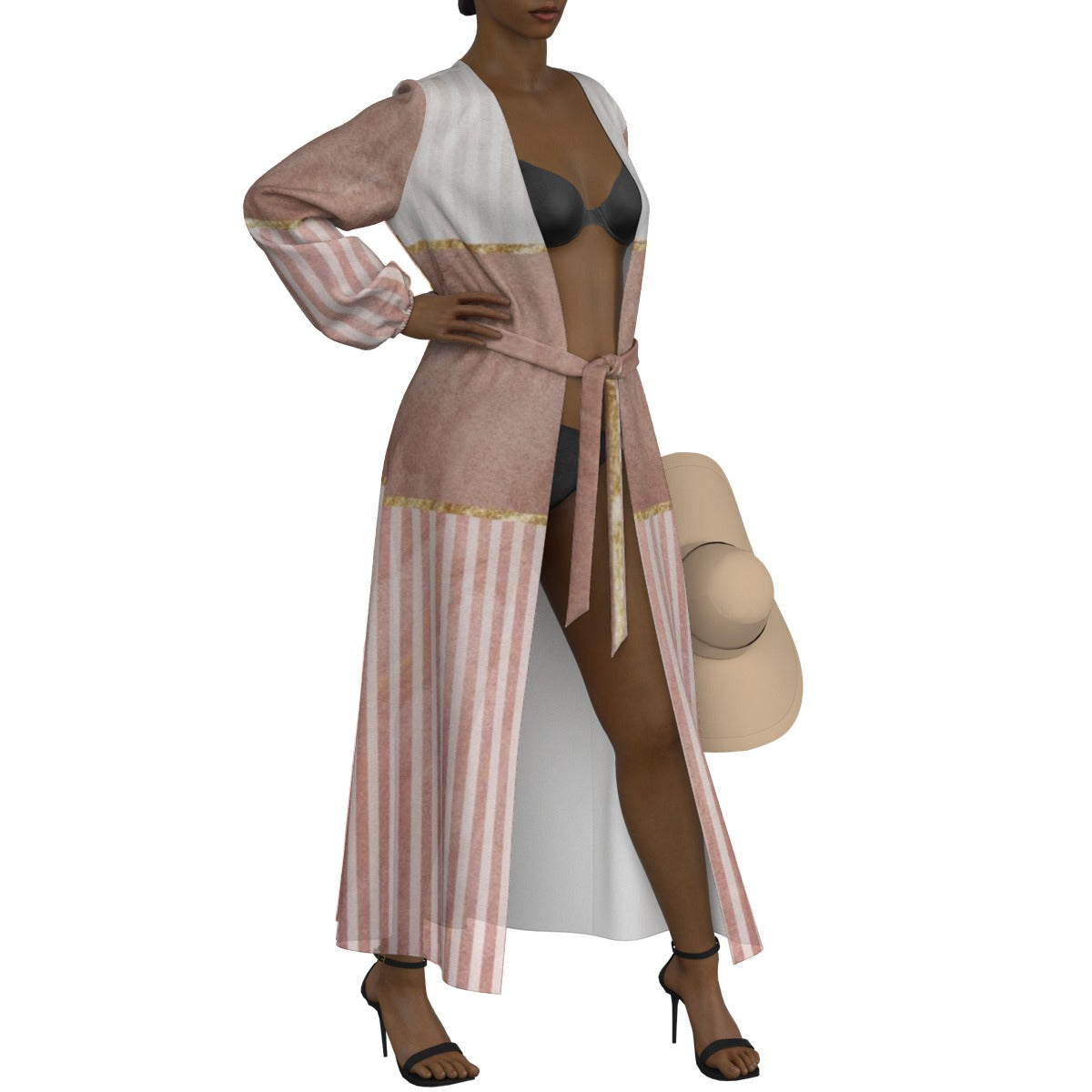 All-Over Print Women's Lace-up Chiffon Robe