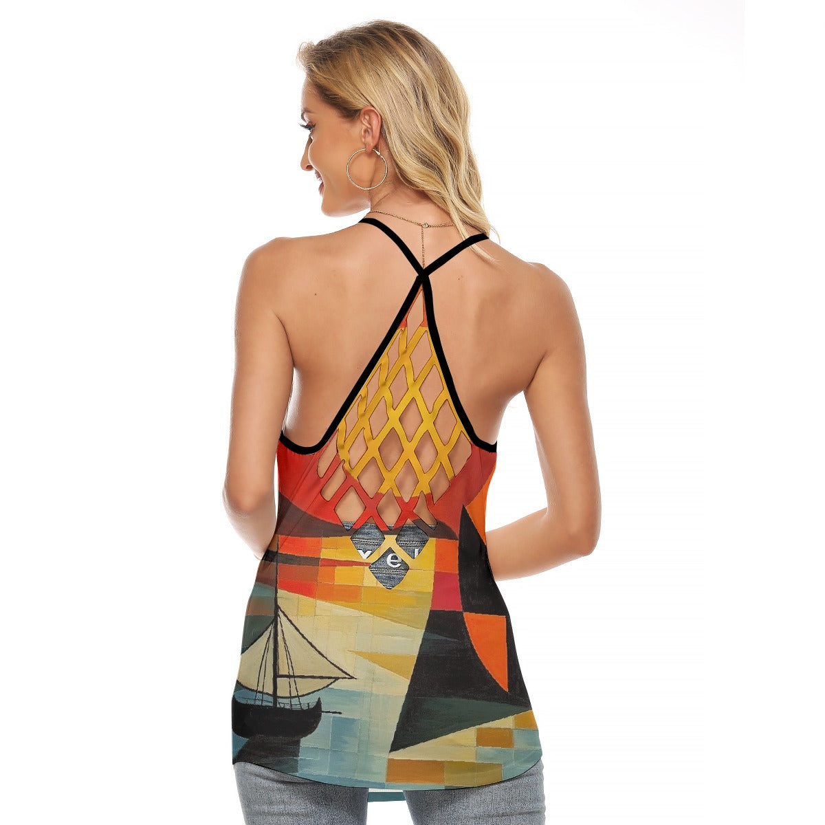 All-Over Print Women's Criss-Cross Open Back Tank Top