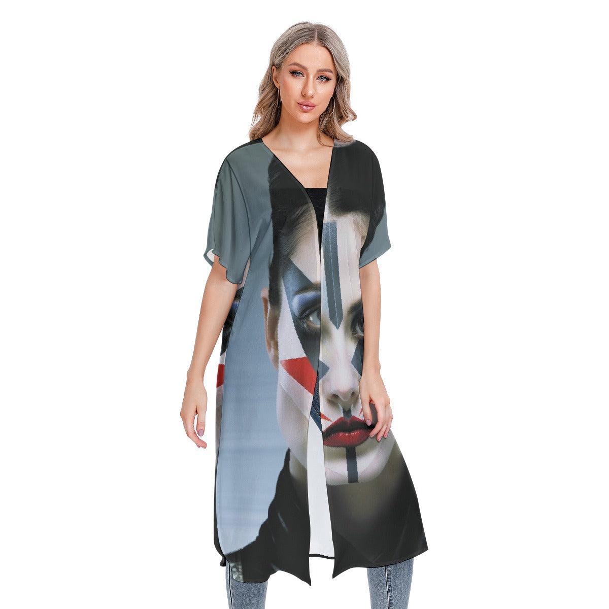 All-Over Print Women's Short Sleeve Cardigan