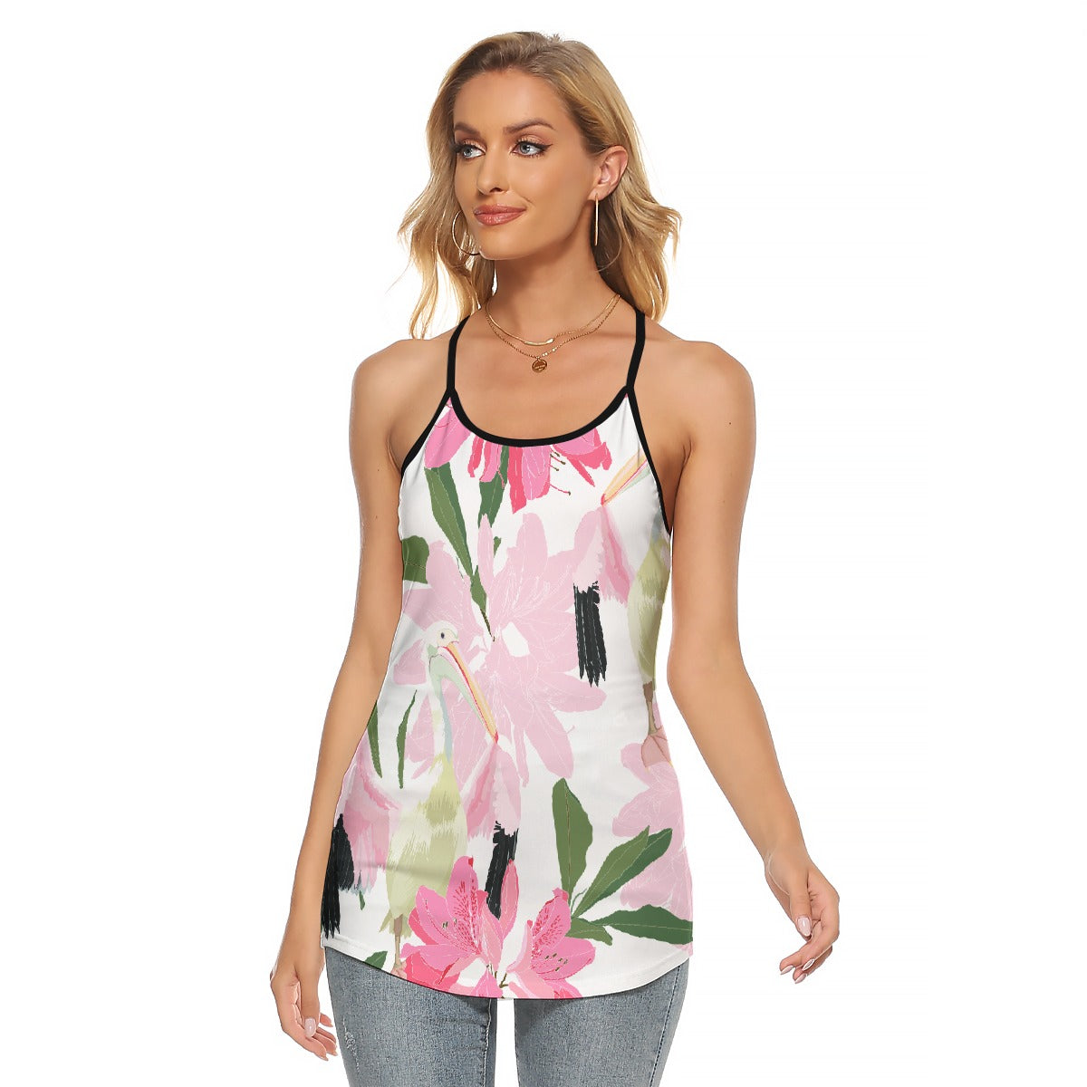 All-Over Print Women's Criss-Cross Open Back Tank Top