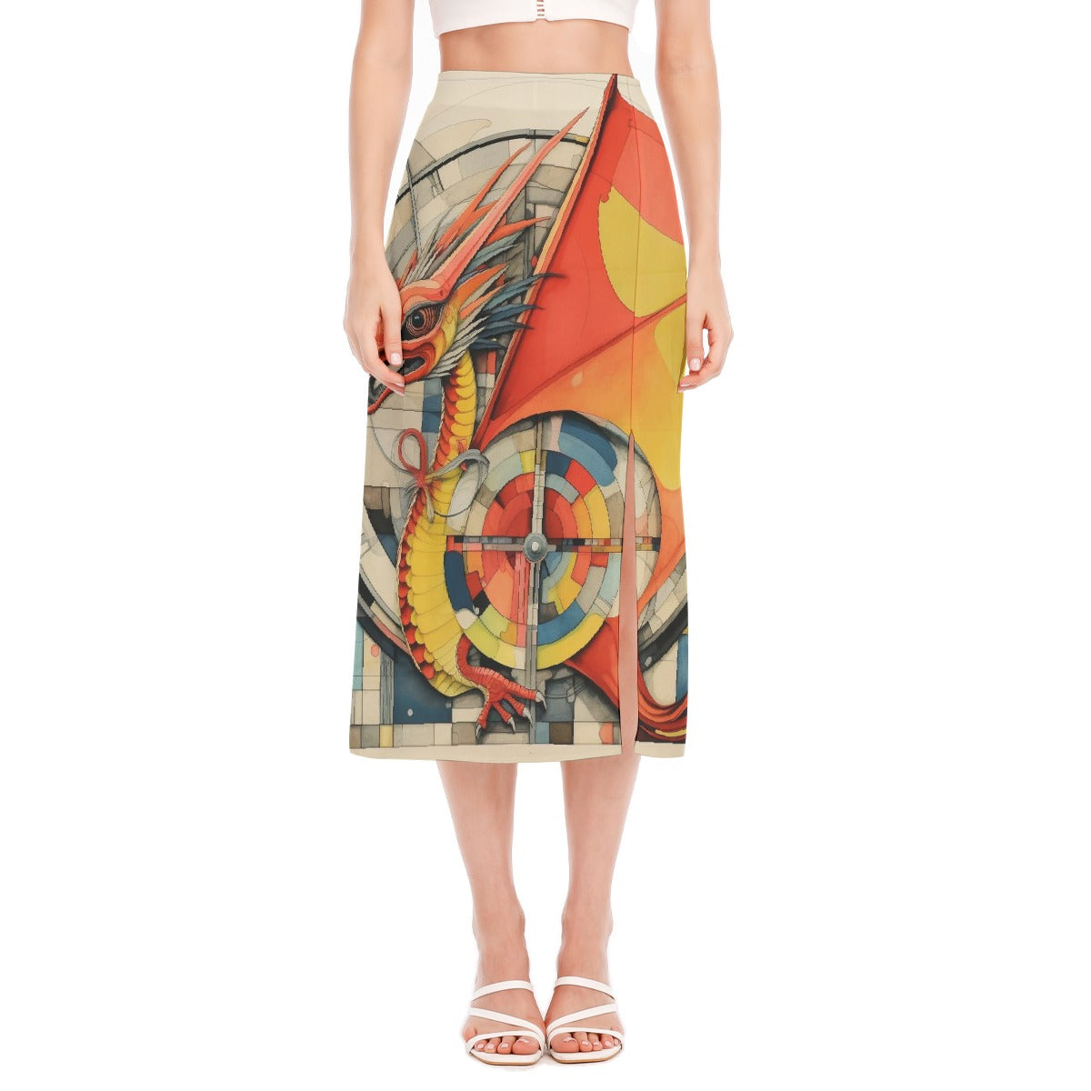 All-Over Print Women's High Slit Long Skirt