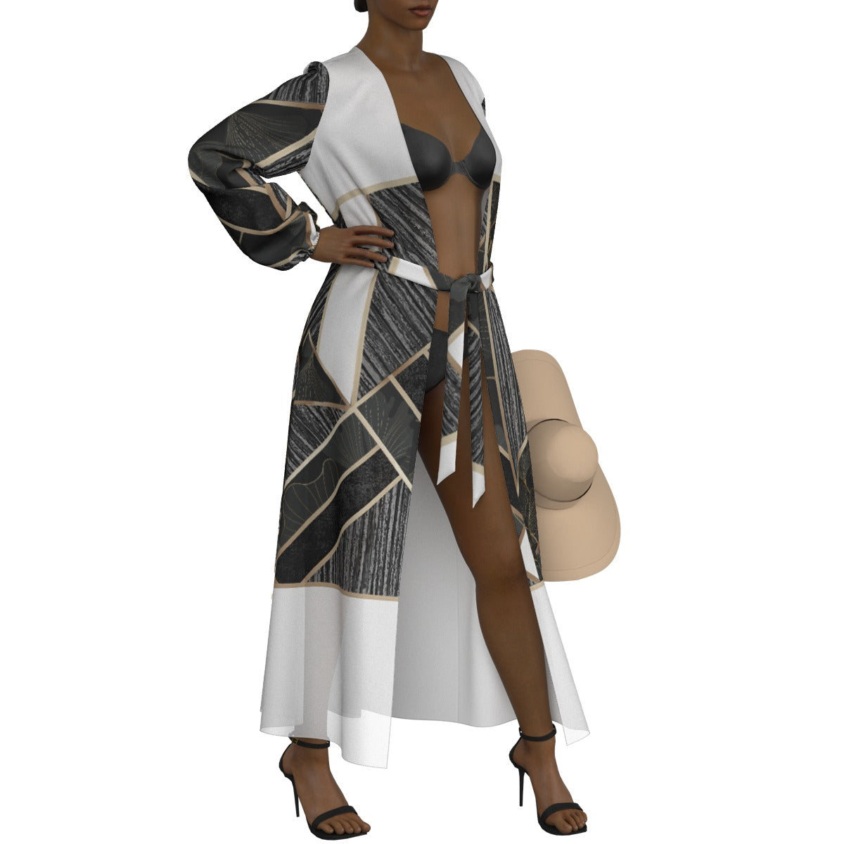 All-Over Print Women's Lace-up Chiffon Robe