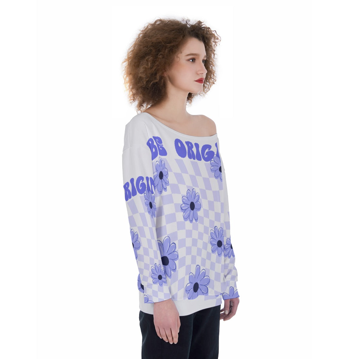 All-Over Print Oversized Women's Off-Shoulder Sweatshirt
