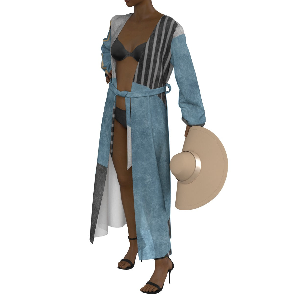 All-Over Print Women's Lace-up Chiffon Robe