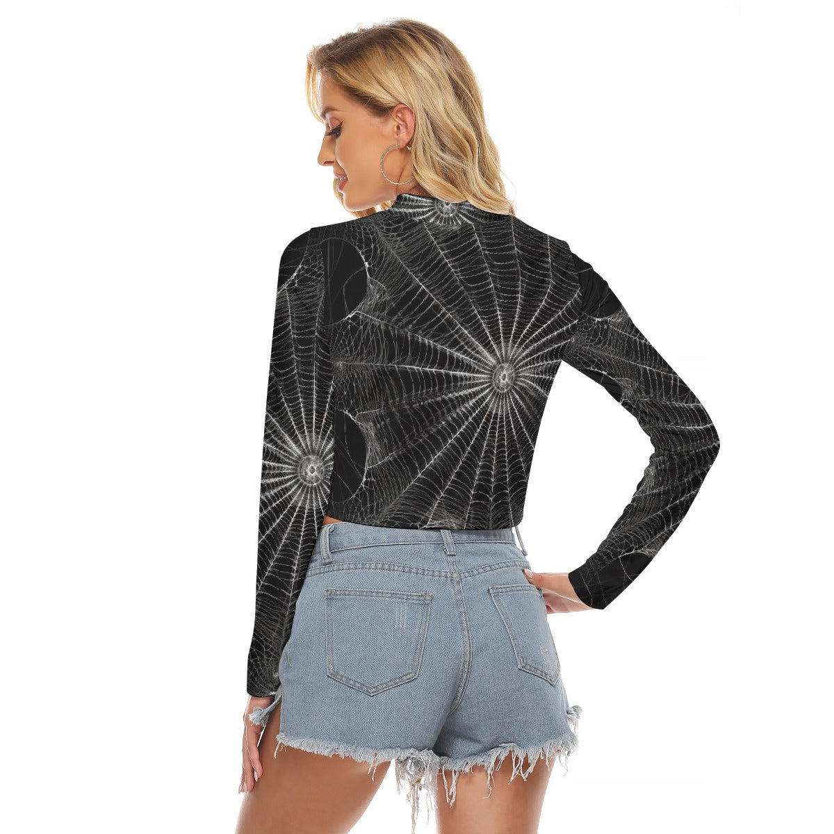 All-Over Print Women's Hollow Chest Keyhole Tight Crop Top