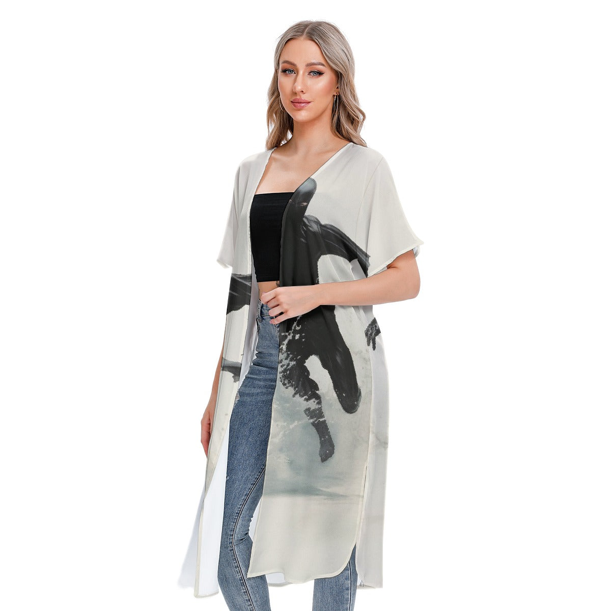 All-Over Print Women's Short Sleeve Cardigan