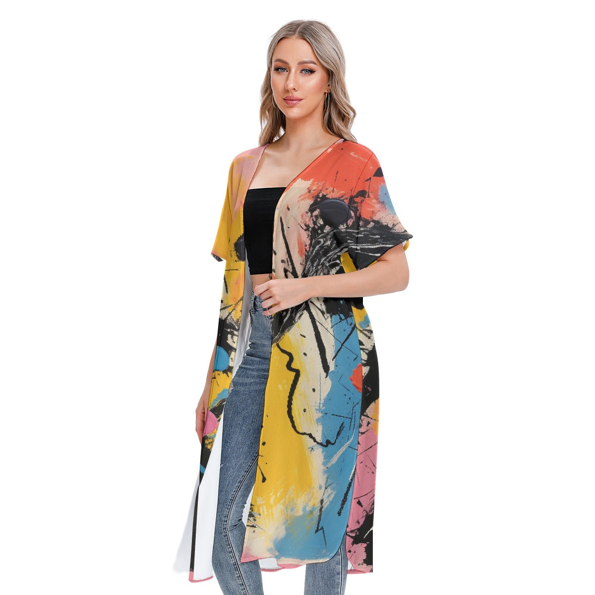 All-Over Print Women's Short Sleeve Cardigan