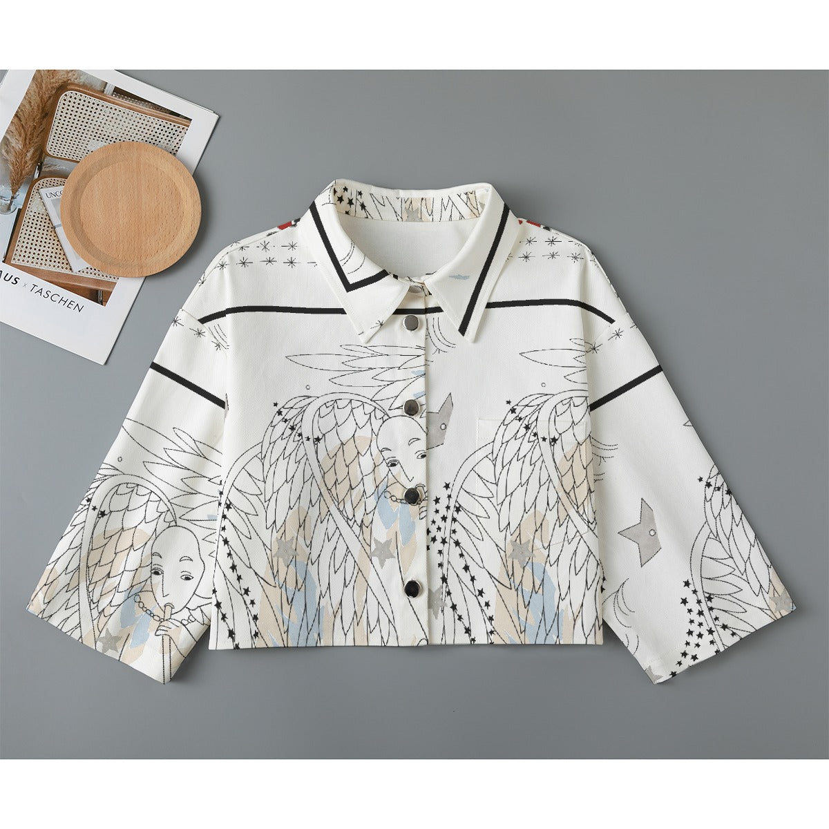All-Over Print Women's Cropped Jacket | 245GSM Cotton
