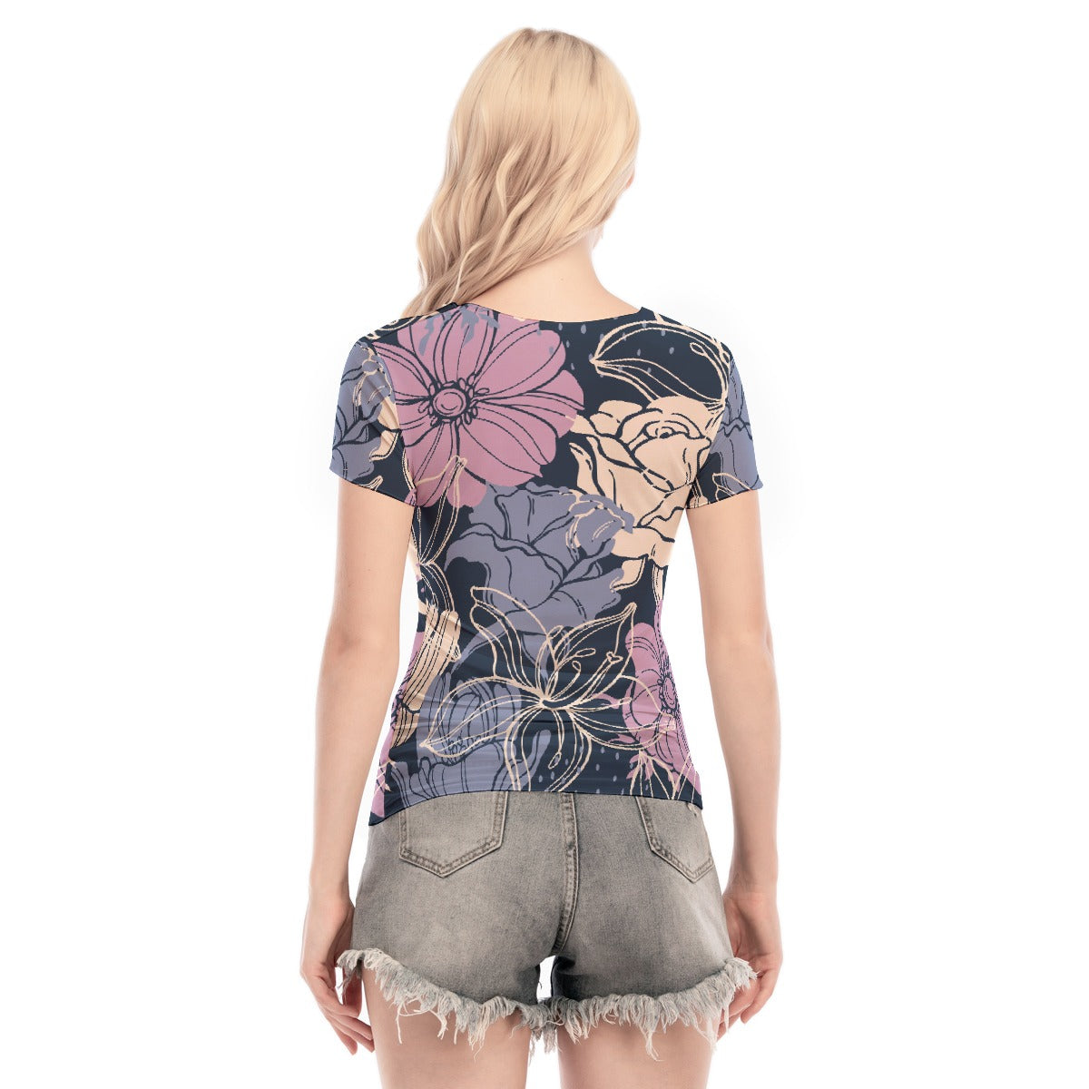 All-Over Print Women's Short Sleeve Mesh Blouse