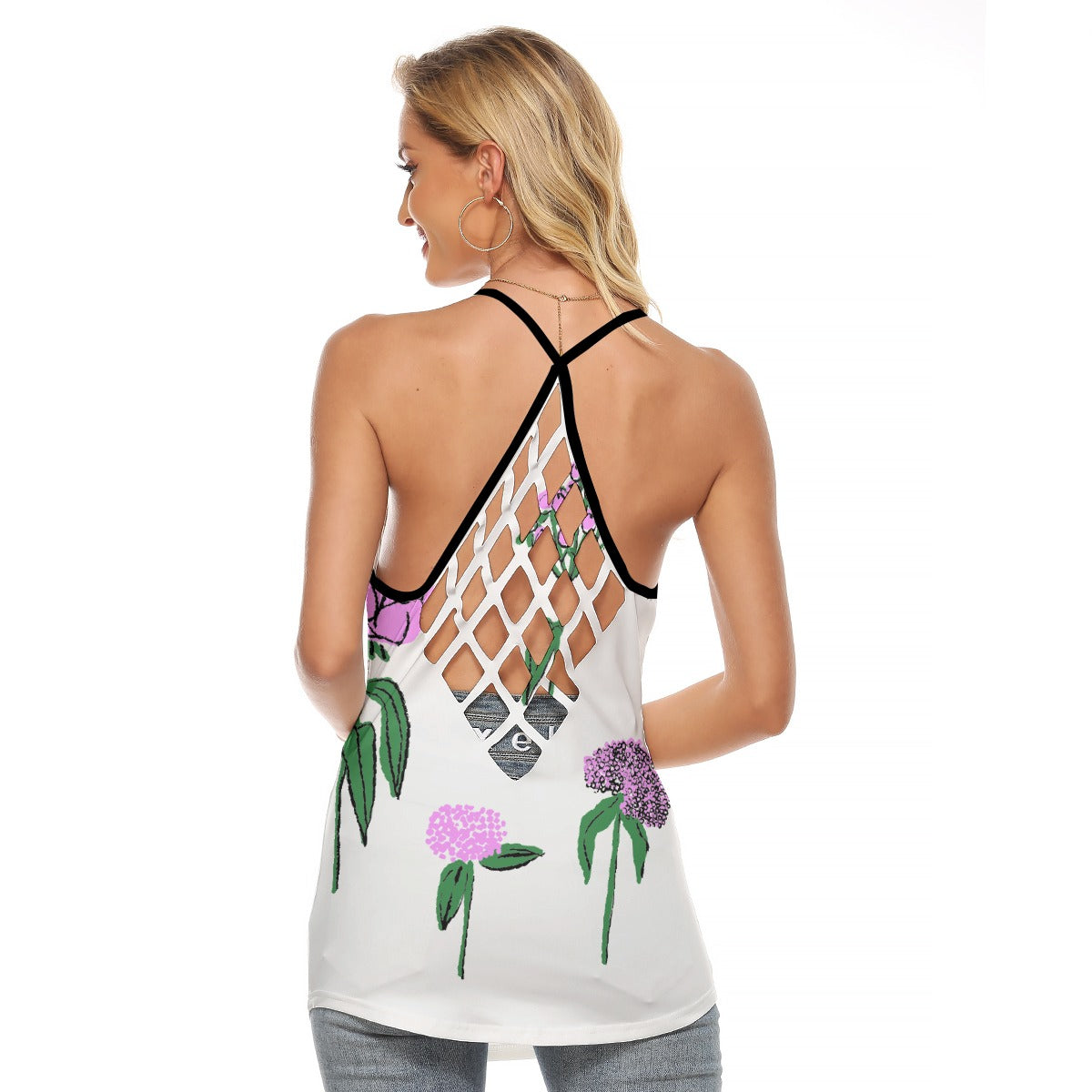 All-Over Print Women's Criss-Cross Open Back Tank Top