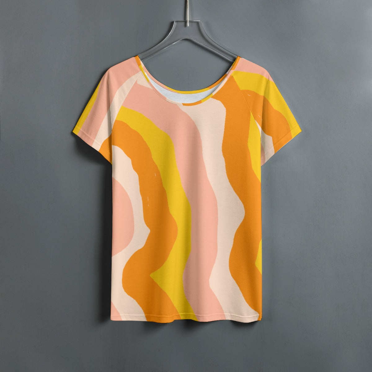 All-Over Print Women's Round Neck T-shirt With Raglan Sleeve
