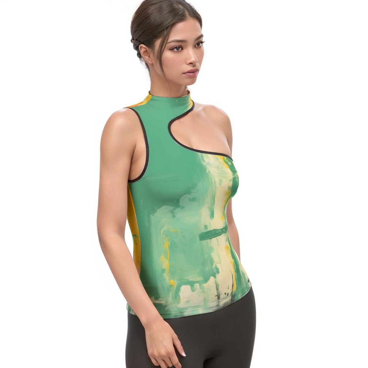 All-Over Print Women's Halter Sleeveless Asymmetrical Tank Top
