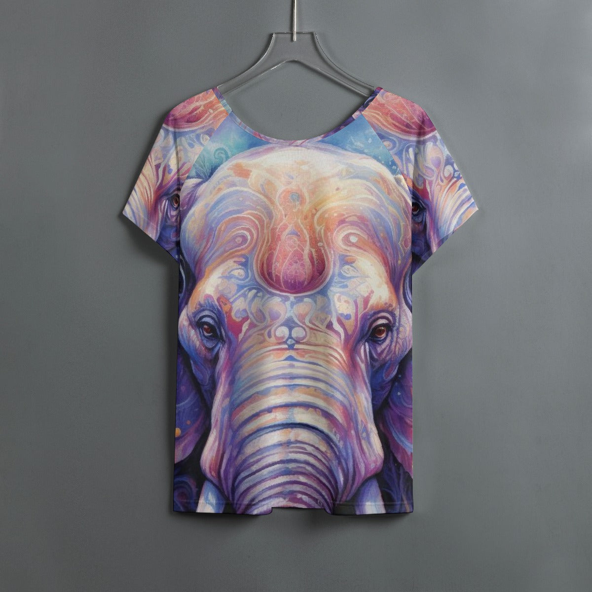 All-Over Print Women's Round Neck T-shirt With Raglan Sleeve