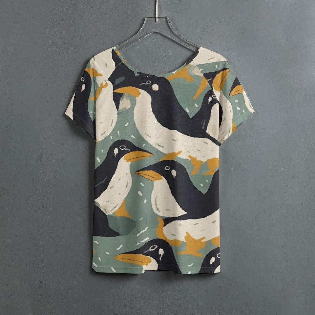 All-Over Print Women's Round Neck T-shirt With Raglan Sleeve