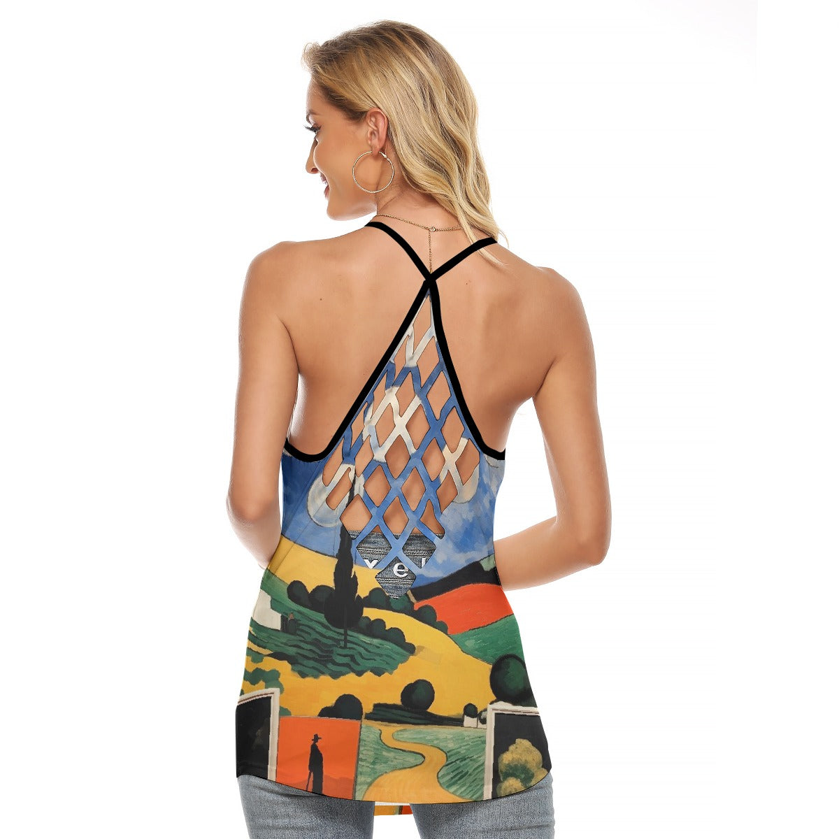 All-Over Print Women's Criss-Cross Open Back Tank Top