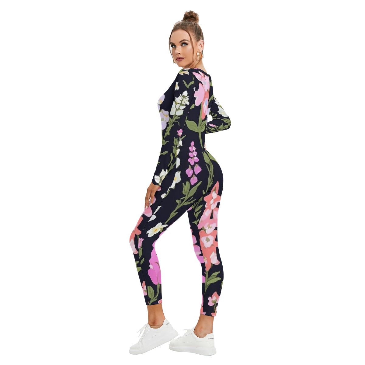 All-Over Print Women's Plunging Neck Jumpsuit