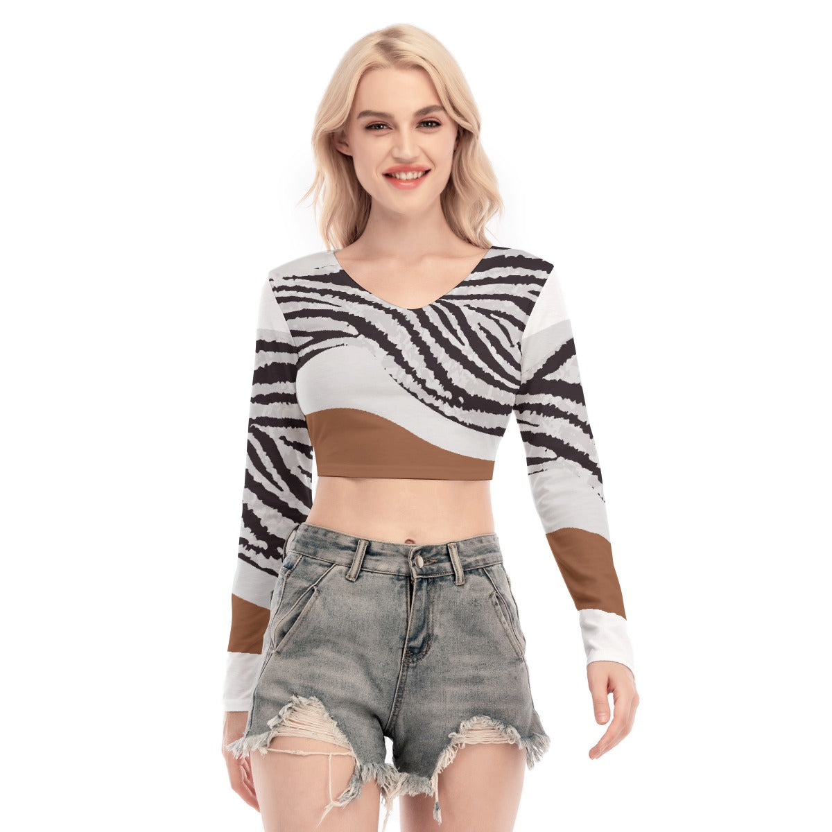 All-Over Print Women's Back Hollow T-shirt With Strap