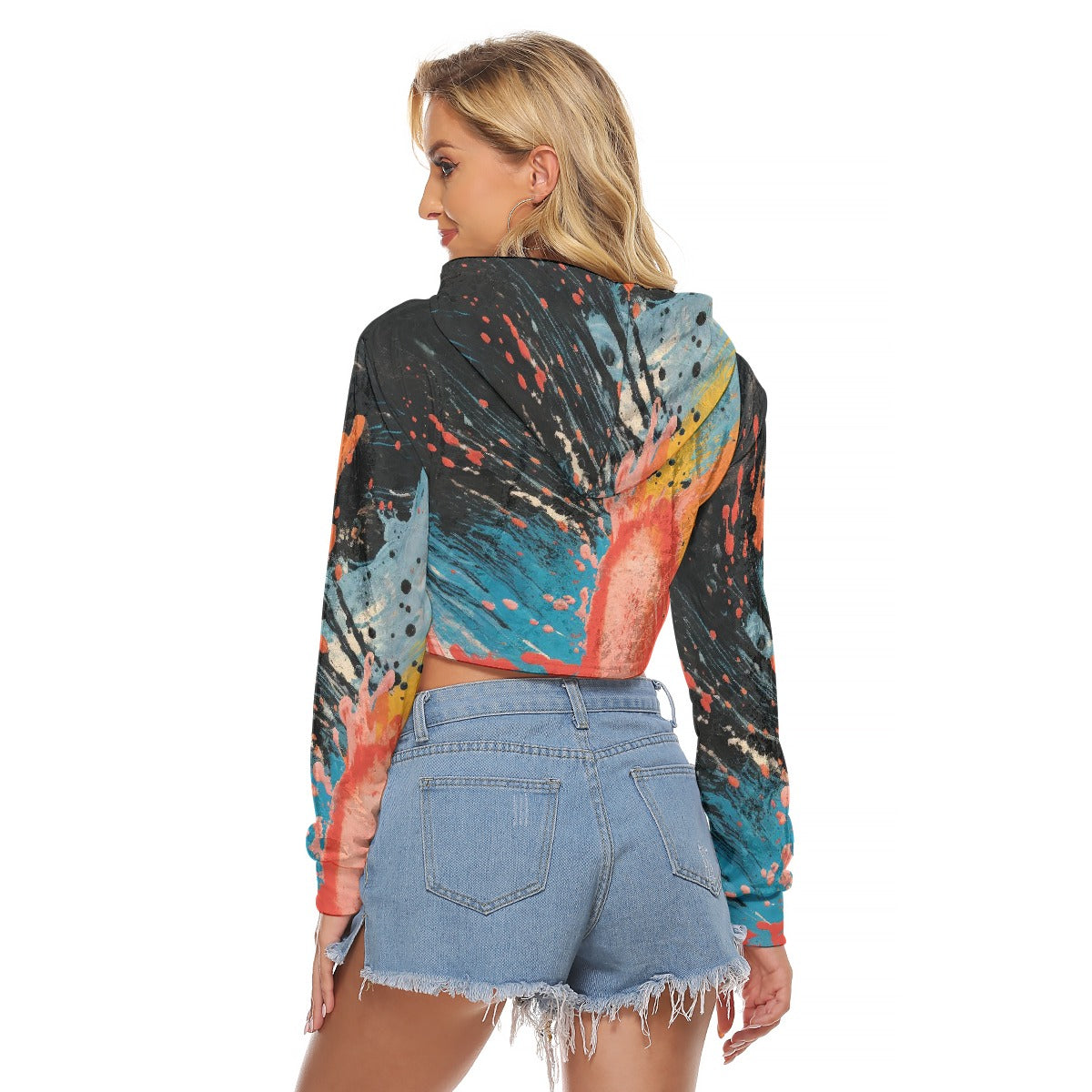 All-Over Print Women's Crop Top Hoodie|Velvet