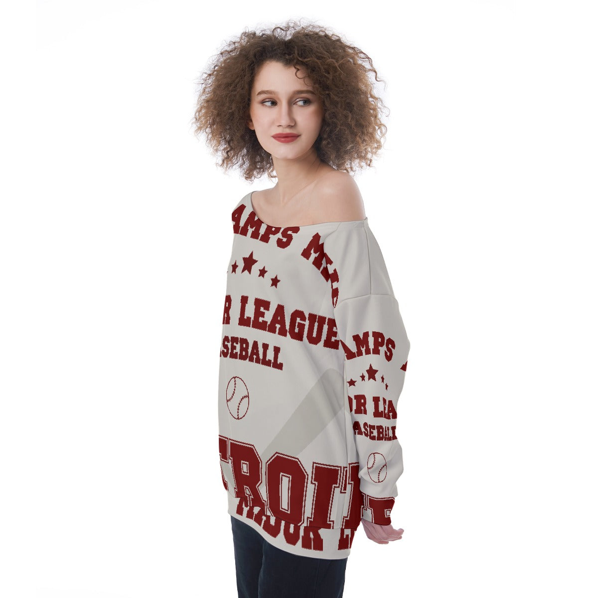 All-Over Print Oversized Women's Off-Shoulder Sweatshirt