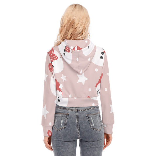 All-Over Print Women's Crop Top Hoodie With Zipper Closure