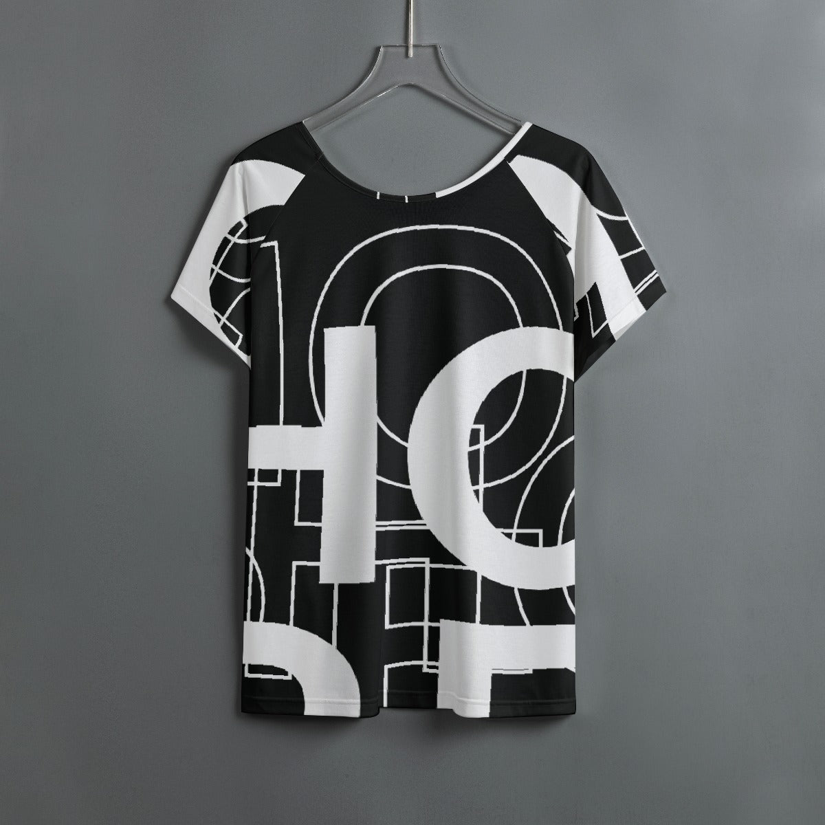 All-Over Print Women's Round Neck T-shirt With Raglan Sleeve